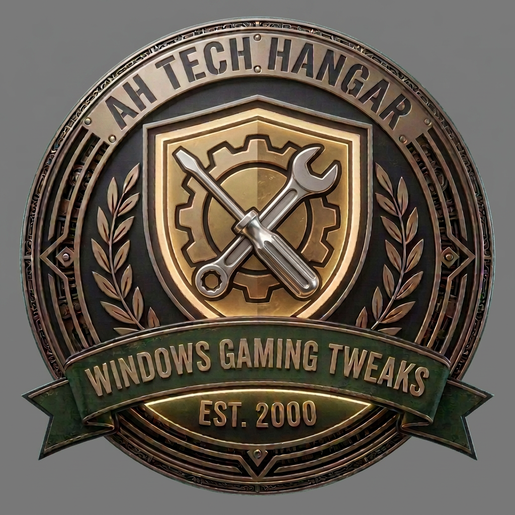 AH Tech Hangar emblem reading Windows Gaming Tweaks, Wii Era Est. 2006